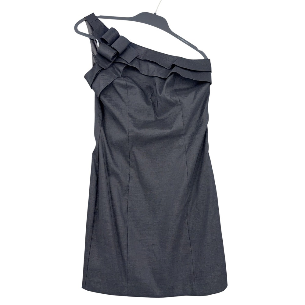 David's Bridal One Shoulder Cocktail Dress Women 10 Poly Nylon Spandex Black
